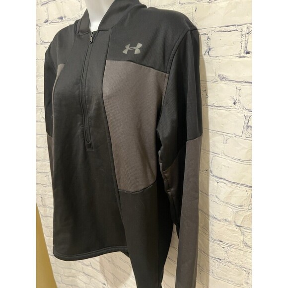 Under Armour 1/4 Zip Sweater Ladies Large Black Grey Pullover - Picture 3 of 6